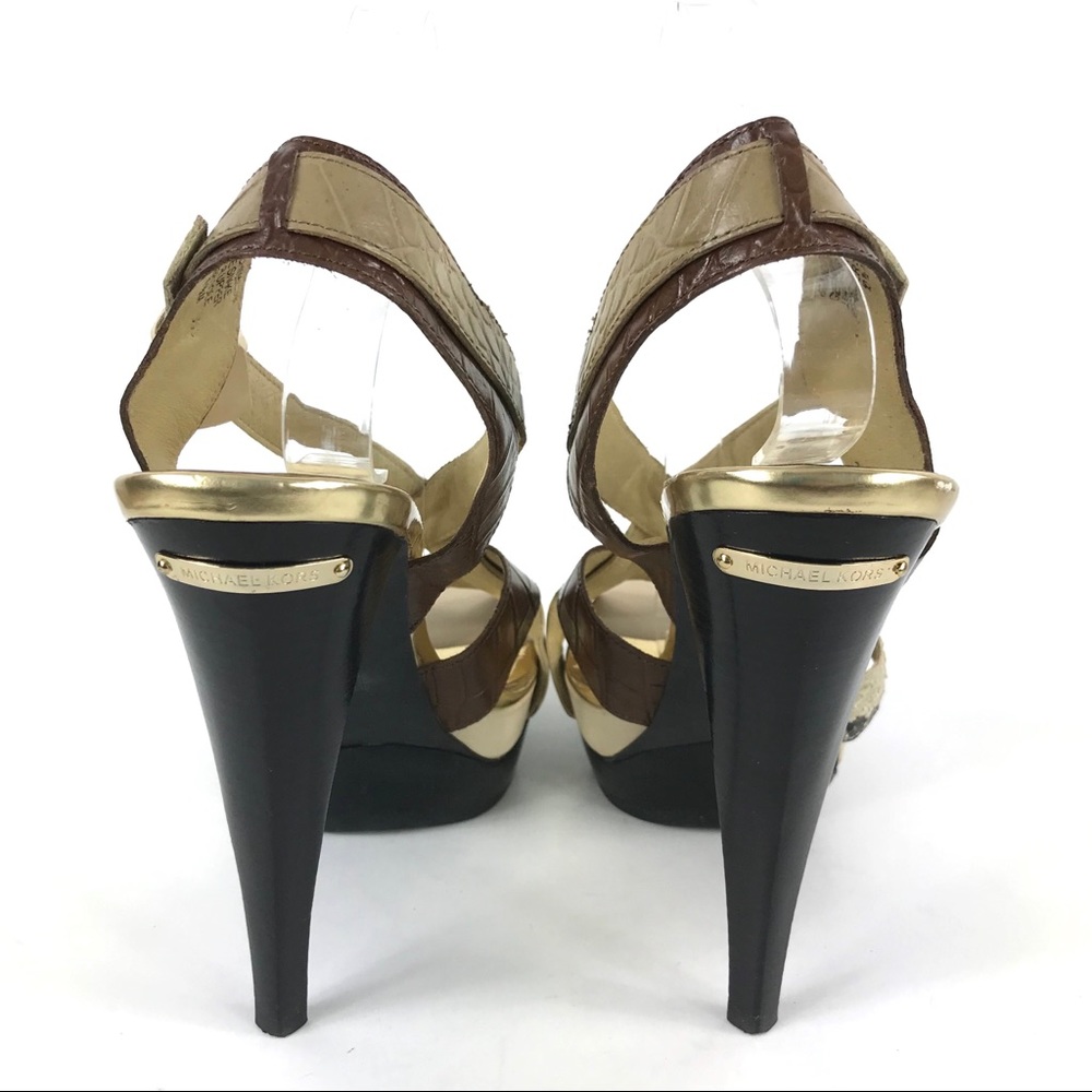 Michael Kors Niki Genuine Snakeskin Strappy Heels - Picture 5 of 8